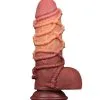 LoveToy - XXL Extreme Dildo Met Touw Motief - Lengte 24,5 Cm - Bruin/Lichte Huidskleur