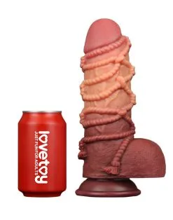 LoveToy - XXL Extreme Dildo Met Touw Motief - Lengte 24,5 Cm - Bruin/Lichte Huidskleur -Sex Toys winkel LoveToy XXL Extreme Dildo met Touw Motief Lengte 245 cm BruinLichte Huidskleur 14