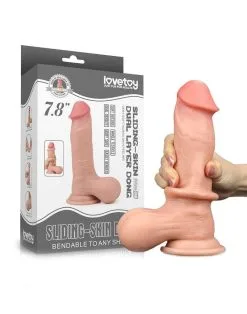 Lovetoy - Dildo Met Glijdende Huid 19,5 X 5 Cm - Lichte Huidskleur