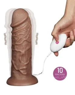 Lovetoy - Realistische XXL Vibrerende Dildo CHUBBY 26.5 Cm - Bruin -Sex Toys winkel Lovetoy Realistische XXL Vibrerende Dildo CHUBBY 26 5 cm bruin 3