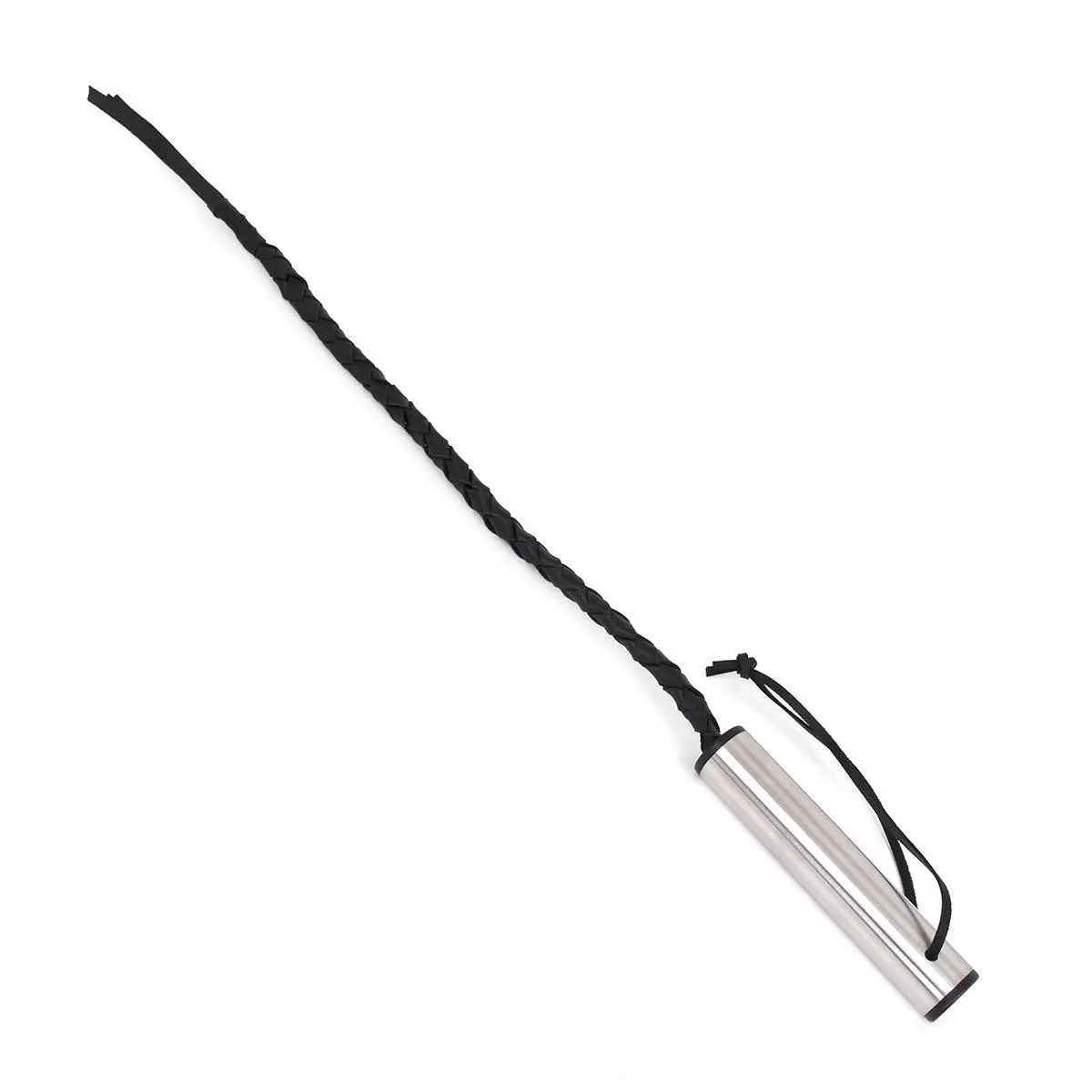 Kiotos Leather Luxe RVS En Leer Gevlochten Zweep 2 Kiotos Leather Luxe RVS En Leer Gevlochten Zweep - Afbeelding 2