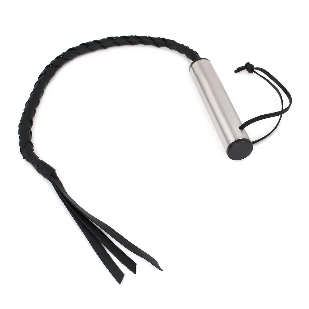 Kiotos Leather Luxe RVS En Leer Gevlochten Zweep 3 Kiotos Leather Luxe RVS En Leer Gevlochten Zweep - Afbeelding 3