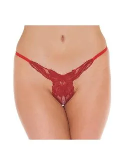 Amorable By Rimba Luxe Kanten String Wings Met Open Kruis - Rood