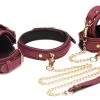 EDC Master Series - 6-delige BDSM Fluwelen Boeienset Met Collar En Riem - Bordeaux