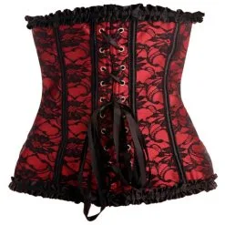 EDC Master Series - Scarlet Seduction Kanten Corset & String - Zwart/Rood -Sex Toys winkel Master Series Scarlet Seduction Kanten Corset String ZwartRood 4