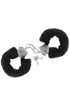 Sweet Caress Metalen Handboeien Met Zwart Bont