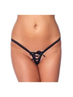 Amorable By Rimba Minimale G-string Met Vetersluiting - Zwart