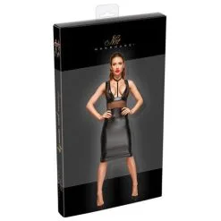 EDC Noir Handmade Wetlook Jurk Met Netstof Details -Sex Toys winkel Noir Handmade Wetlook Jurk Met Netstof Details 4