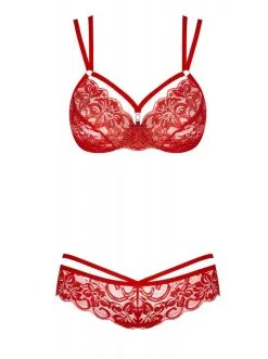 Obsessive - 2-Delige Kanten BH Set - Rood