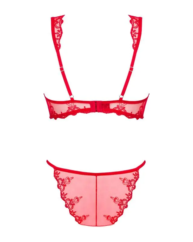 Obsessive - Lonesia Kanten BH Set Met Sexy Slip - Rood 4 Obsessive - Lonesia Kanten BH Set Met Sexy Slip - Rood - Afbeelding 4