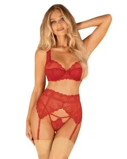 Obsessive - Lonesia Kanten BH Set Met Sexy Slip - Rood 10 Obsessive - Lonesia Kanten BH Set Met Sexy Slip - Rood -Sex Toys winkel Obsessive Lonesia Kanten BH Set Met Sexy Slip rood 5