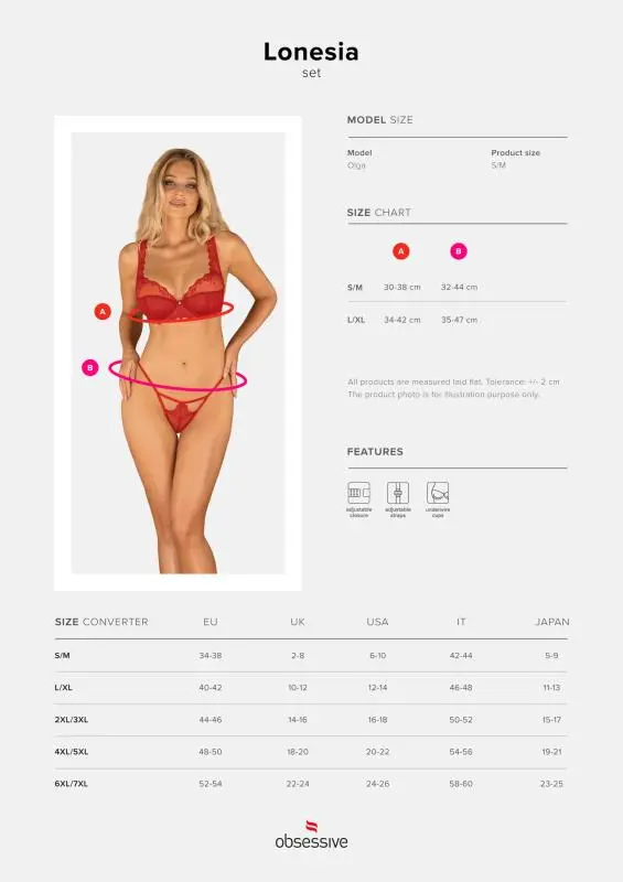 Obsessive - Lonesia Kanten BH Set Met Sexy Slip - Rood 6 Obsessive - Lonesia Kanten BH Set Met Sexy Slip - Rood - Afbeelding 6
