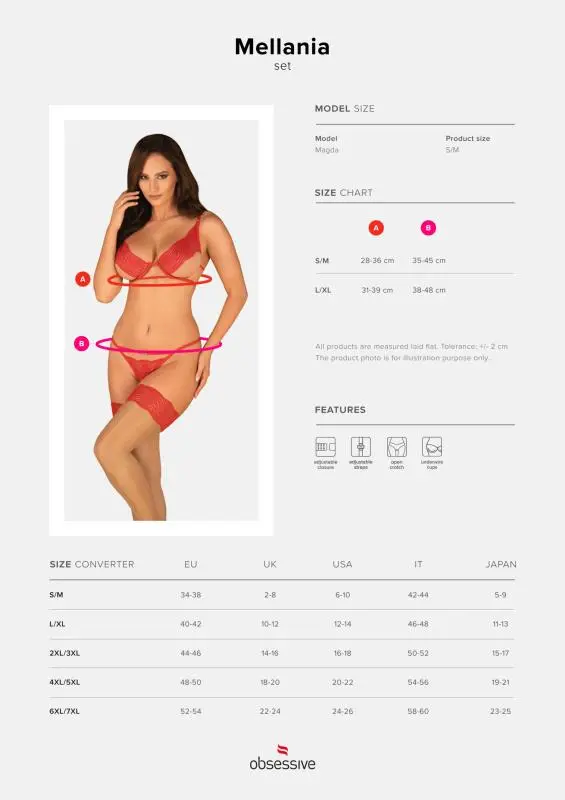 Obsessive - Mellania BH Set Met Sexy String - Rood 5 Obsessive - Mellania BH Set Met Sexy String - Rood - Afbeelding 5