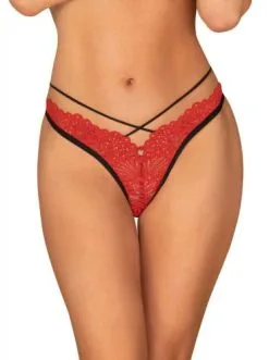 Obsessive - Mettia Sexy Kanten String - Zwart/Rood -Sex Toys winkel Obsessive Mettia Sexy Kanten String zwartRood 3