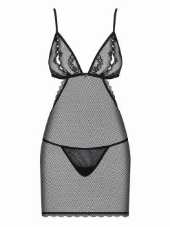 Obsessive - Millagro Transparant Visnet Jurkje Met String - Zwart -Sex Toys winkel Obsessive Millagro Transparant Visnet Jurkje Met String Zwart 3