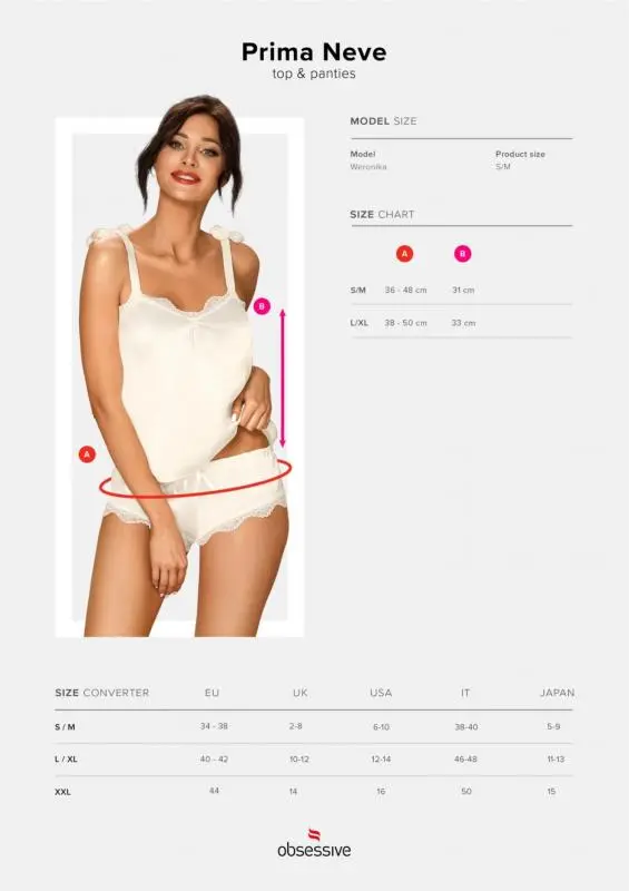 Obsessive - Shortama Set PRIMA NEVE - Ivoor 3 Obsessive - Shortama Set PRIMA NEVE - Ivoor - Afbeelding 3