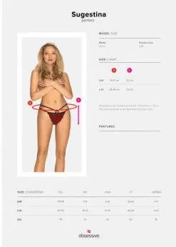 Obsessive - Sugestina Sexy Kanten Slipje - Rood/Zwart -Sex Toys winkel Obsessive Sugestina Sexy Kanten Slipje roodzwart 5