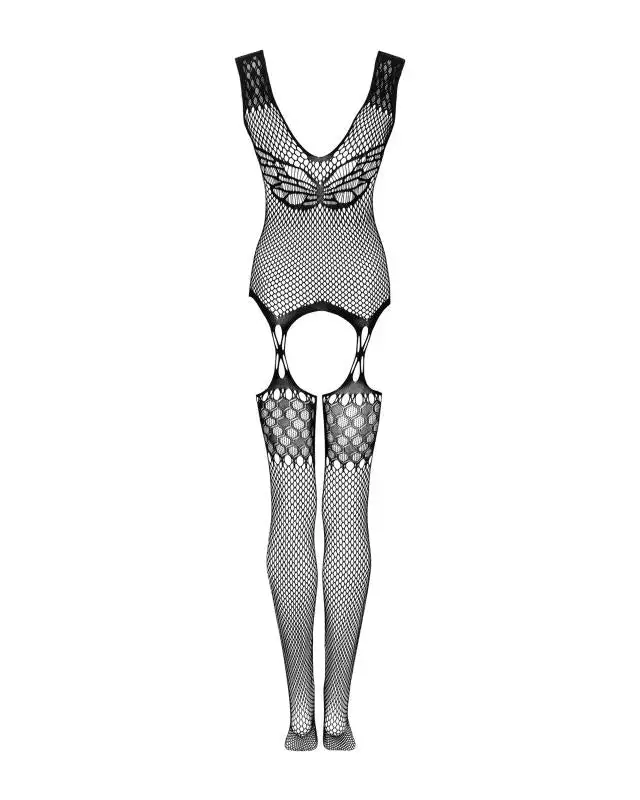 Obsessive - Vlinder Catsuit Met Jarretel Design - Zwart 6 Obsessive - Vlinder Catsuit Met Jarretel Design - Zwart - Afbeelding 6