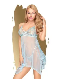 Penthouse - Kanten Babydoll Met String NAUGHTY DOLL - Blauw