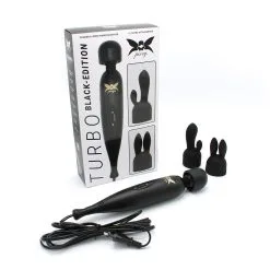 Pixey Turbo - Wand Vibrator - Massager - Black Edition - Met Twee Opzetstukken -Sex Toys winkel Pixey Turbo Wand Vibrator Massager Black Edition Met Twee Opzetstukken 3