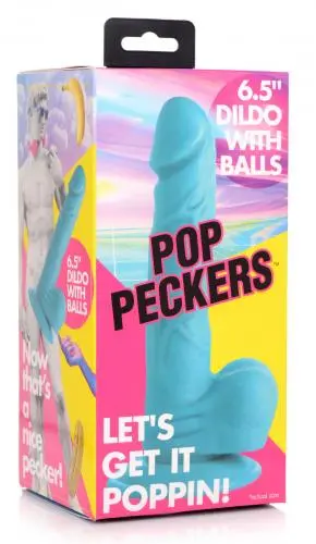 Pop Peckers Poppin Dildo 16.5 Cm - Lichtblauw 4 Pop Peckers Poppin Dildo 16.5 Cm - Lichtblauw - Afbeelding 4