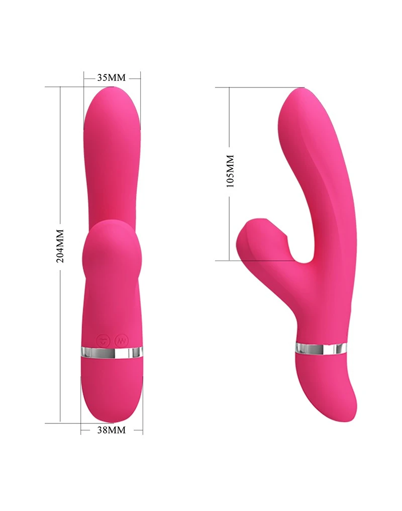 Pretty Love - Tarzan Vibrator Met ZuigFunctie WILLOW - Roze 3 Pretty Love - Tarzan Vibrator Met ZuigFunctie WILLOW - Roze - Afbeelding 3