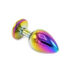 Kiotos Steel Rainbow Buttplug Aluminium Met Siersteen -Sex Toys winkel Rainbow Buttplug Aluminium met Siersteen 3