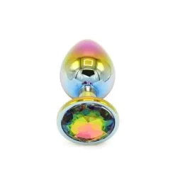 Kiotos Steel Rainbow Buttplug Aluminium Met Siersteen -Sex Toys winkel Rainbow Buttplug Aluminium met Siersteen 4