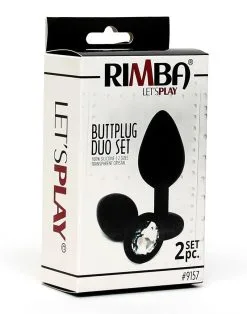 Rimba Latex Play Rimba Bondage Play - Buttplug Duo Set Siliconen Met Kristal -Sex Toys winkel Rimba Bondage Play Buttplug Duo Set Siliconen Met Kristal 5