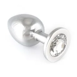 Rimba Bondage Play - Buttplug Groot Met Transparant Kristal - RVS