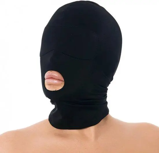 Rimba Bondage Play - Hood - Hoofdmasker Uit Elastische Stof Met Open Mond - Zwart 1 Rimba Bondage Play - Hood - Hoofdmasker Uit Elastische Stof Met Open Mond - Zwart