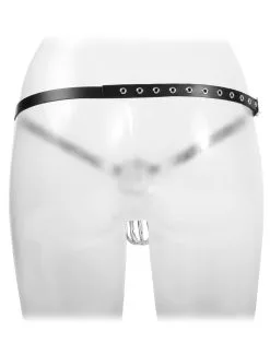 Rimba Bondage Play - Kuisheidsgordel - Leren Kuisheid Slip Met Metalen Kuisheidskooi - One Size -Sex Toys winkel Rimba Bondage Play Kuisheidsgordel Leren Kuisheid Slip Met Metalen Kuisheidskooi One Size 10