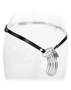 Rimba Bondage Play - Kuisheidsgordel - Leren Kuisheid Slip Met Metalen Kuisheidskooi - One Size -Sex Toys winkel Rimba Bondage Play Kuisheidsgordel Leren Kuisheid Slip Met Metalen Kuisheidskooi One Size 5