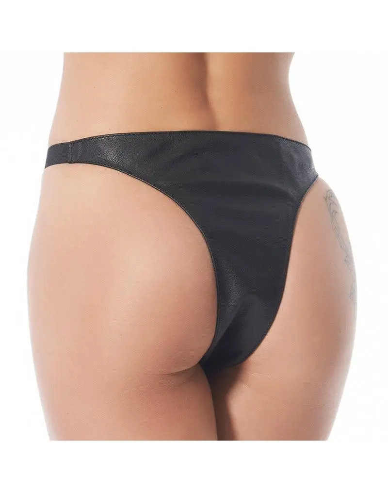 Rimba Bondage Play - Leren Slipje Met Vetersluiting Voorkant - Zwart 2 Rimba Bondage Play - Leren Slipje Met Vetersluiting Voorkant - Zwart - Afbeelding 2