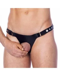 Rimba Bondage Play - Leren String Voor Heren Met Opening Voor De Penis