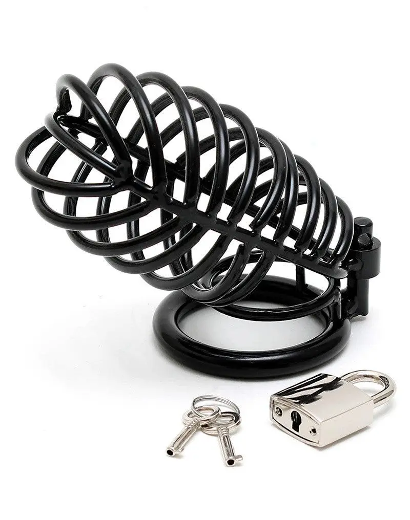 Rimba Bondage Play - Peniskooi - Metalen Kuisheidskooi Met Twee Maten Ringen En Hangslot - Zwart 3 Rimba Bondage Play - Peniskooi - Metalen Kuisheidskooi Met Twee Maten Ringen En Hangslot - Zwart - Afbeelding 3