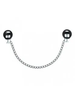 Rimba Bondage Play - Zwarte Ronde Tepelklemmen Met Schroef En Ketting - Verstelbaar -Sex Toys winkel Rimba Bondage Play Zwarte Ronde Tepelklemmen Met schroef En Ketting Verstelbaar 3