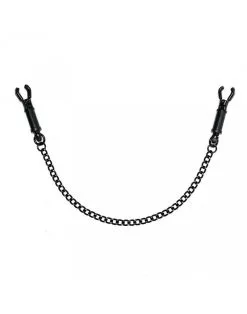 Rimba Bondage Play - Zwarte Verstelbare Tepelklemmen Met Ketting En Beschermhoesjes