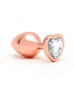 Rimba Toys - Rosé Gouden Aluminium Buttplug Met Hartvormig Kristal -Sex Toys winkel Rimba Toys Rose Gouden Aluminium Buttplug met Hartvormig Kristal 3