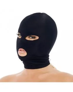 Rimba Bondage Play SM Hoofdmasker - Hood Uit Elastische Stof Met Gaten Voor Ogen En Mond