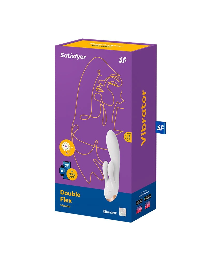Satisfyer - Double Flex Rabbit Tarzan Vibrator Met App Control - Wit 8 Satisfyer - Double Flex Rabbit Tarzan Vibrator Met App Control - Wit - Afbeelding 8