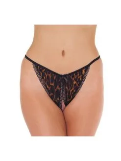 Amorable By Rimba Sexy Tanga Slipje Met Open Kruis - Panterprint