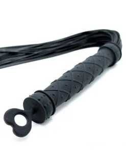 Rimba Latex Play Siliconen Flogger Zweep 48 Strengen - Zwart -Sex Toys winkel Siliconen flogger zweep 48 strengen zwart 3
