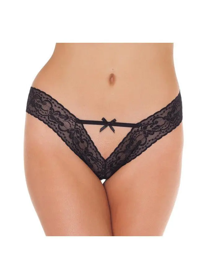 Amorable By Rimba Slipje V-shape Met Bandjes En Strikje - Zwart 1 Amorable By Rimba Slipje V-shape Met Bandjes En Strikje - Zwart