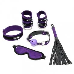Rimba Bondage Play Soft Bondage Beginners Set 6-delig - Zwart/Paars