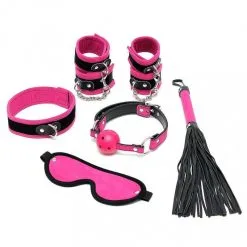 Rimba Bondage Play Soft Bondage Beginners Set 6-delig - Zwart/Roze
