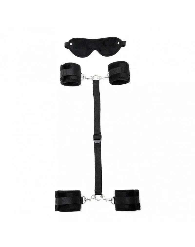 Rimba Bondage Play Soft Bondageset Hand/Enkels Met Band En Blinddoek - Zwart 5 Rimba Bondage Play Soft Bondageset Hand/Enkels Met Band En Blinddoek - Zwart - Afbeelding 5