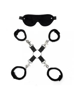 Rimba Bondage Play Soft Bondage Set Met Klittenband (6-delig) - Zwart -Sex Toys winkel Soft bondage set met klittenband 6 delig zwart 3