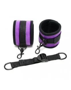 Rimba Bondage Play Softbondage Voetboeien Met Spreidband - Zwart/Paars -Sex Toys winkel Softbondage voetboeien met spreidband zwartpaars 3