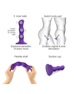 Strap-On-Me - Anaal Dildo/Buttplug Geisha Balls Met Losse Roterende Balletjes - Paars -Sex Toys winkel Strap On Me Anaal DildoButtplug Geisha Balls Met Losse Roterende Balletjes Paars 5